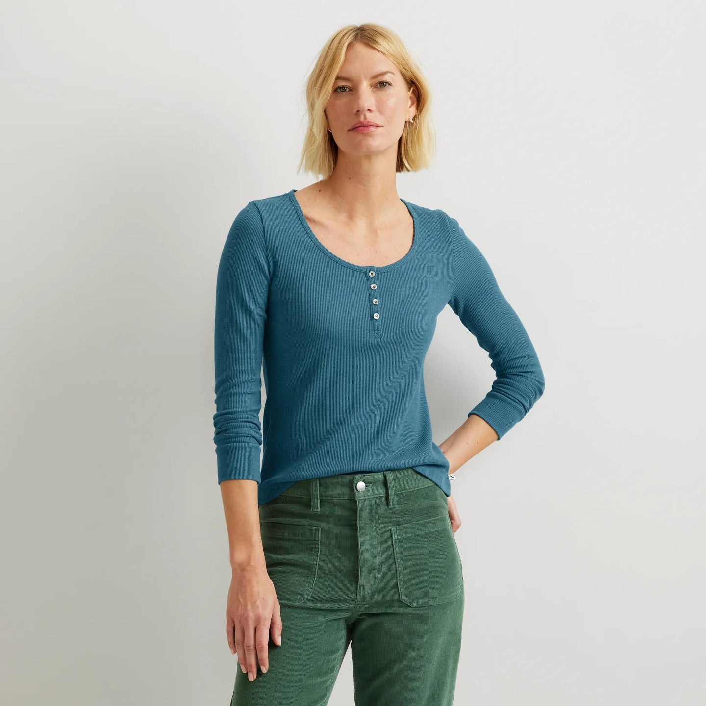 Women's Infinity Thermal Henley-Sea Blue-Regular-5