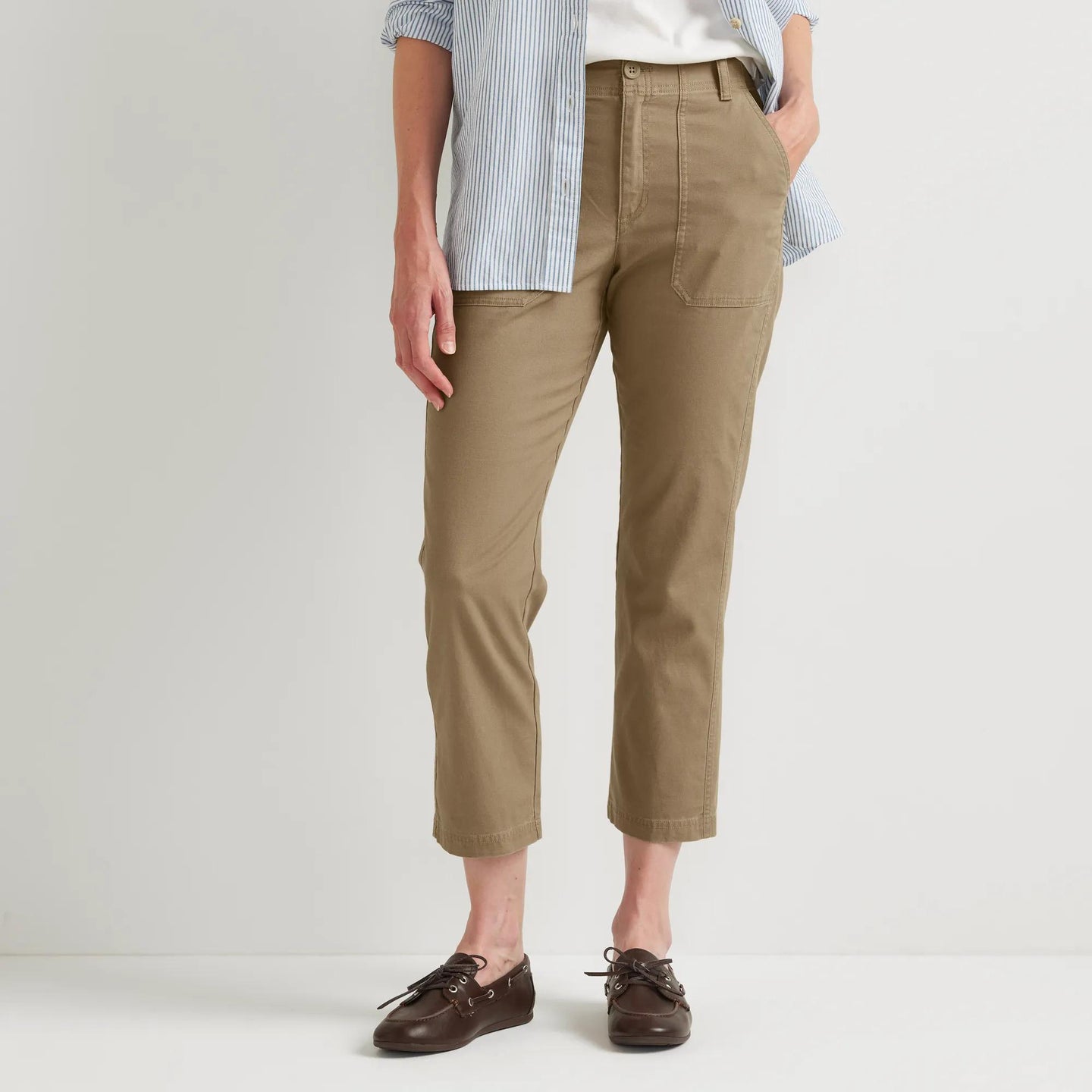 Women's Utility Stretch Canvas Kick Cropped Pants-Dk Khaki-Regular-20