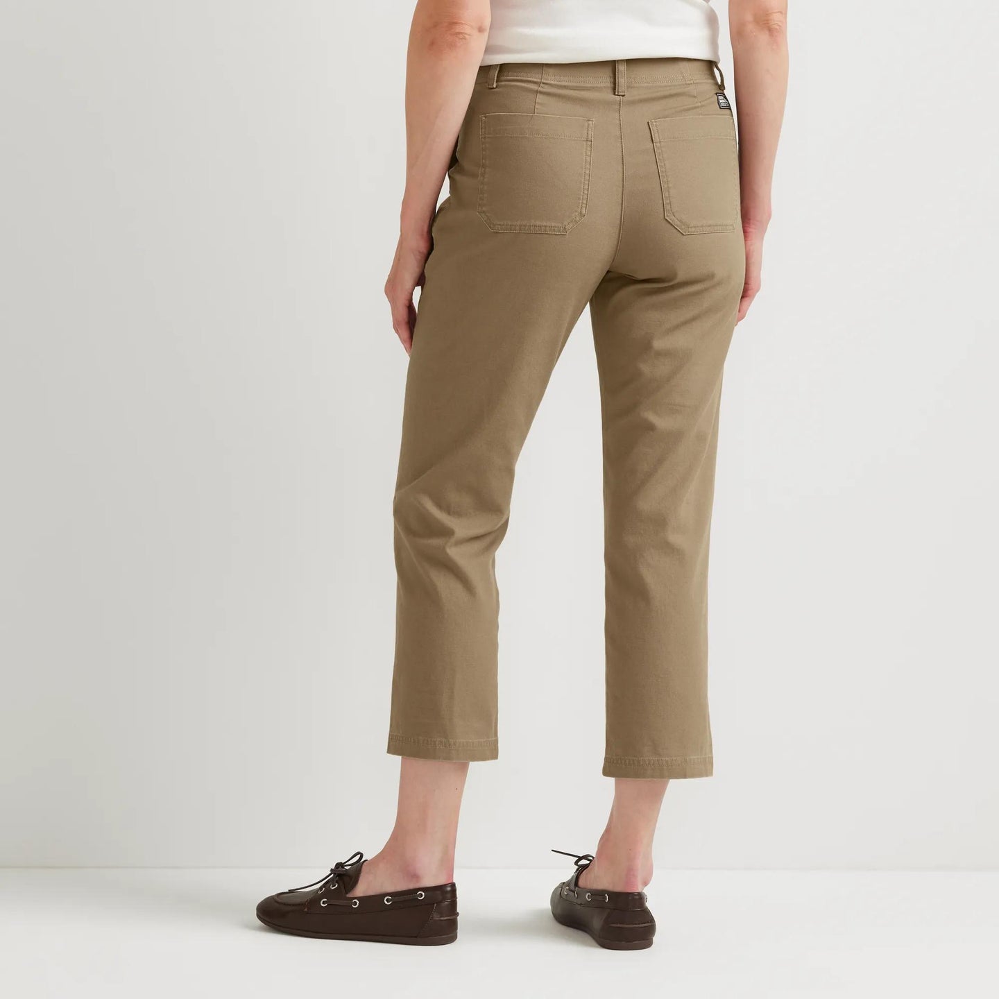 Women's Utility Stretch Canvas Kick Cropped Pants-Dk Khaki-Regular-2