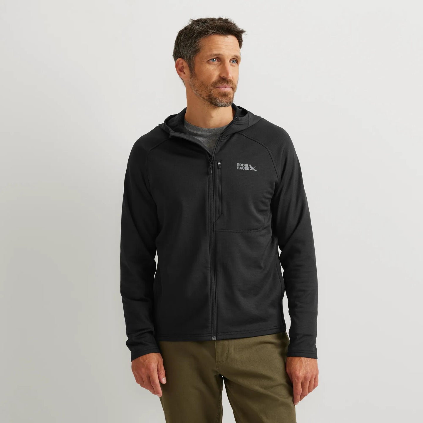 Men's High Route Grid Fleece-Lined Full-Zip Hoodie-Black-Regular-3