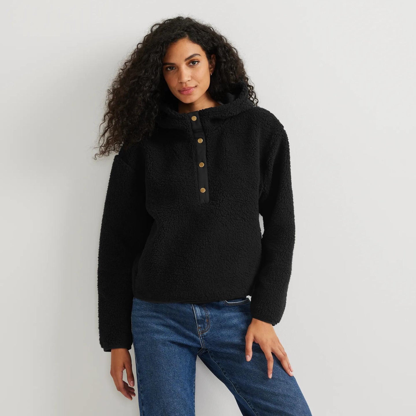 Women's Chill Out Fleece Hoodie-Black-Regular-4