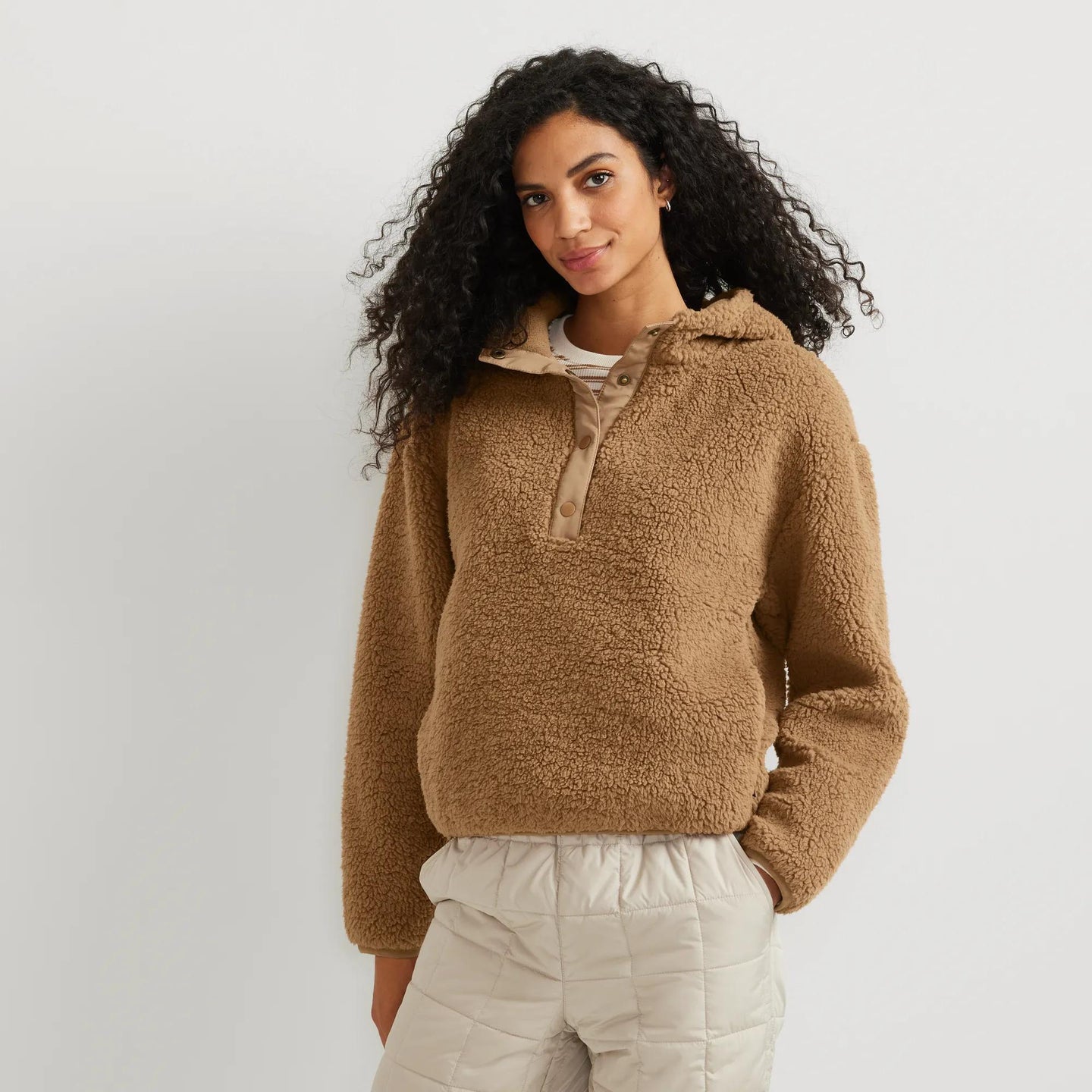 Women's Chill Out Fleece Hoodie-Camel-Regular-3