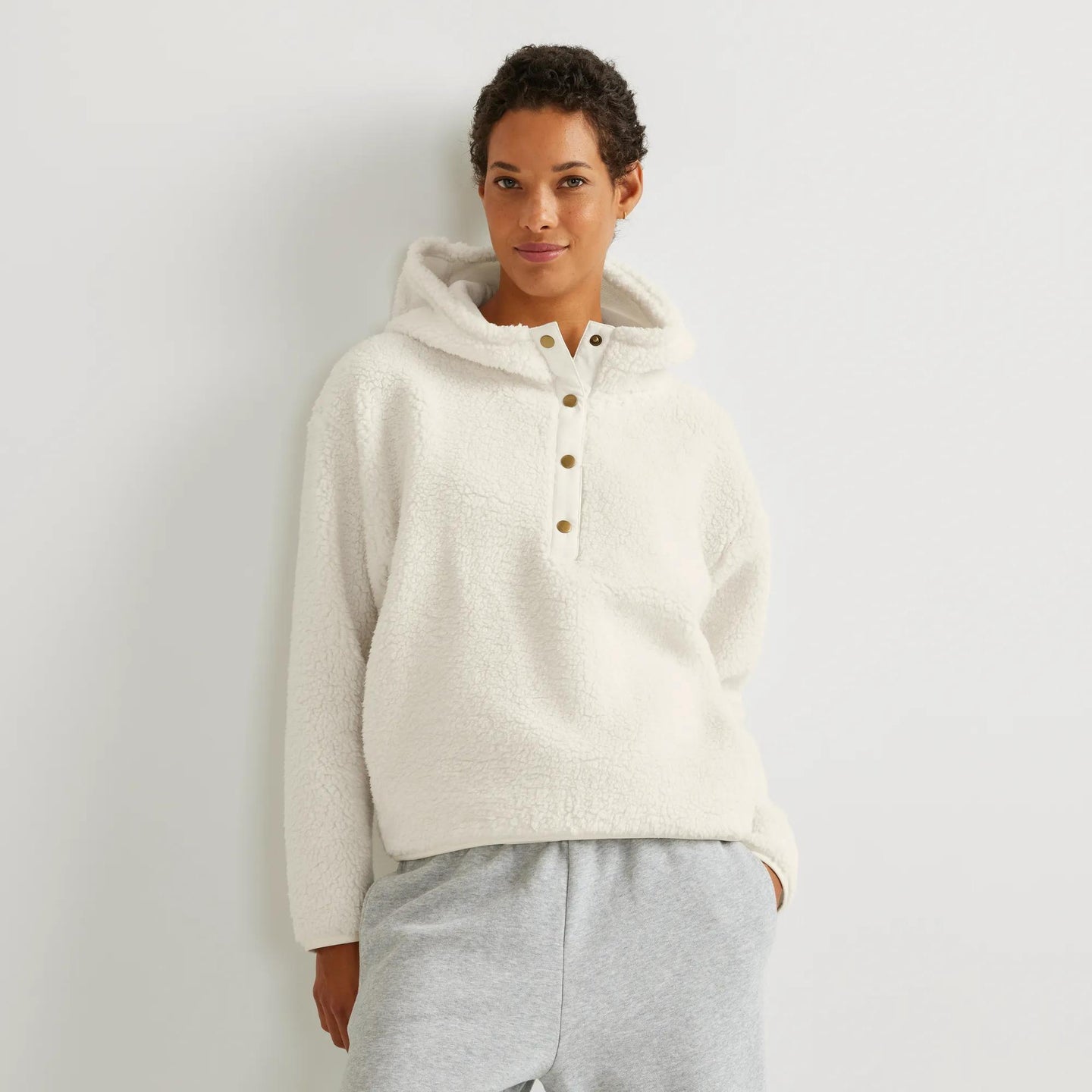 Women's Chill Out Fleece Hoodie-Ivory-Regular-9