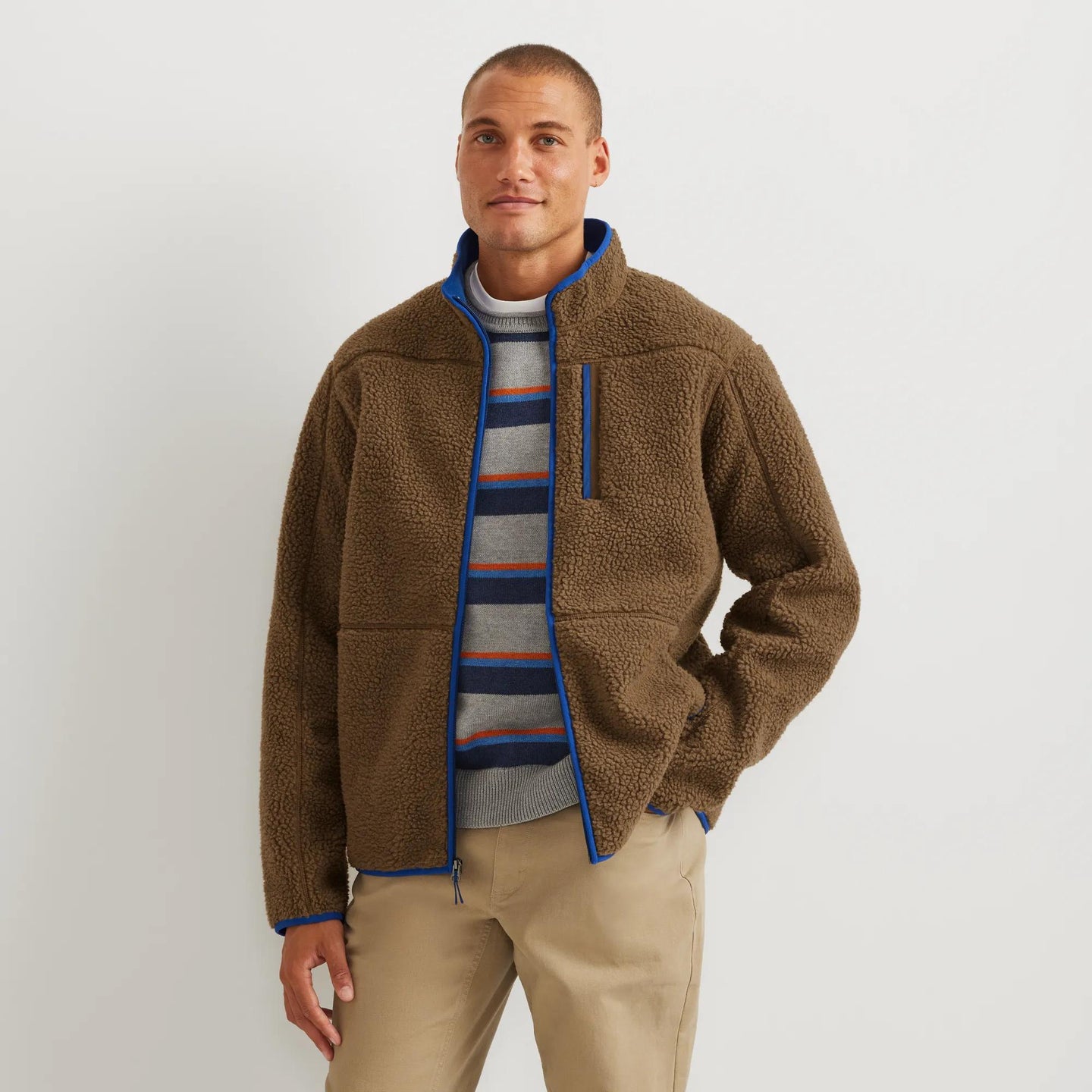 Men's Chilali Faux Shearling Fleece Jacket-Hazelnut-Regular-2