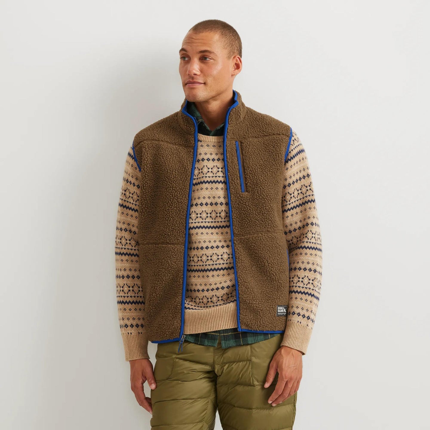 Men's Chilali Faux Shearling Fleece Vest-Hazelnut-Regular-1