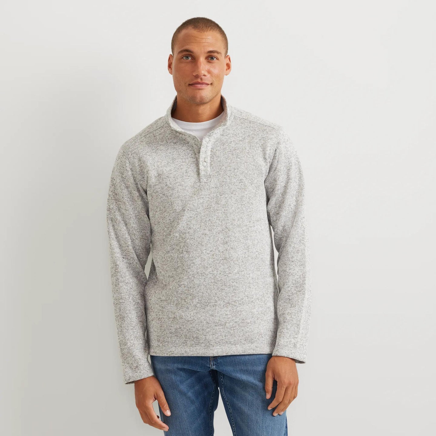 Men's Radiator Fleece 2.0 Snap Mock Pullover-Lt Gray-Regular-5