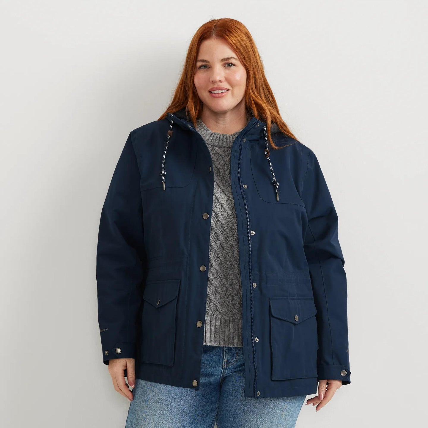 Women's Charly Waterproof Hooded Rain Jacket-Med Indigo-Plus-5