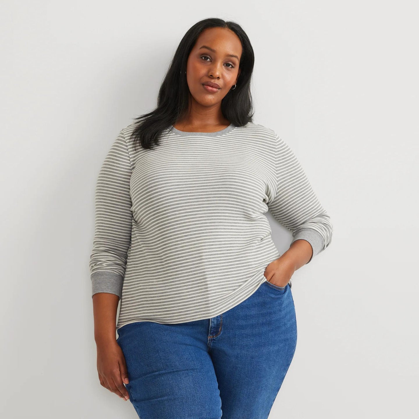 Women's Infinity Thermal Crew-Med Htr Gray-Plus-3