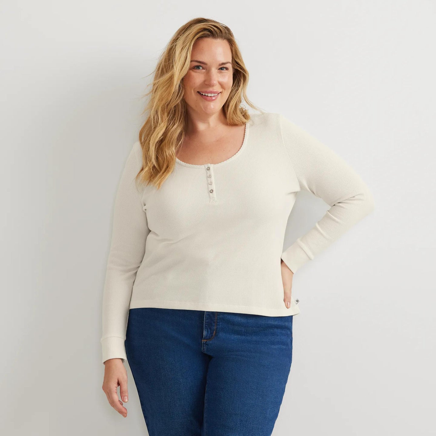 Women's Infinity Thermal Henley-Ivory-Plus-18