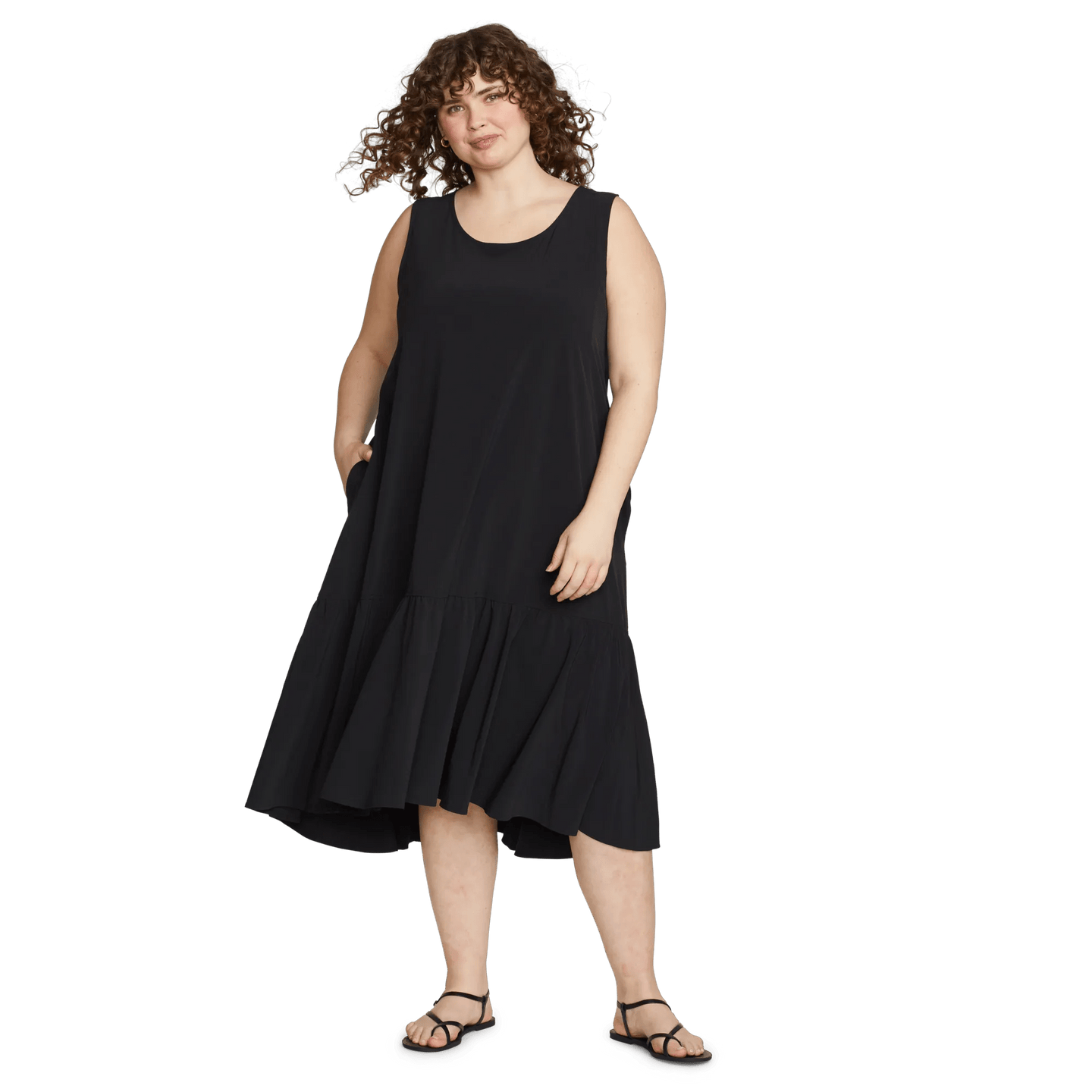 Women's Departure Midi Dress-Black-Plus-4