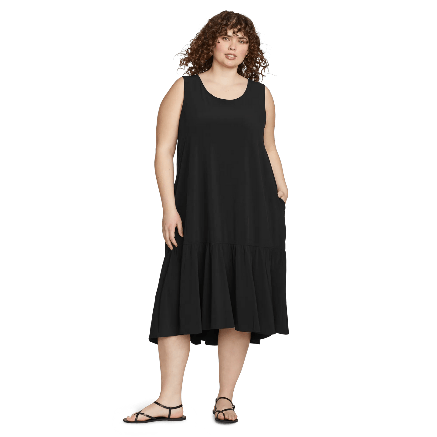 Women's Departure Midi Dress-Black-Plus-7