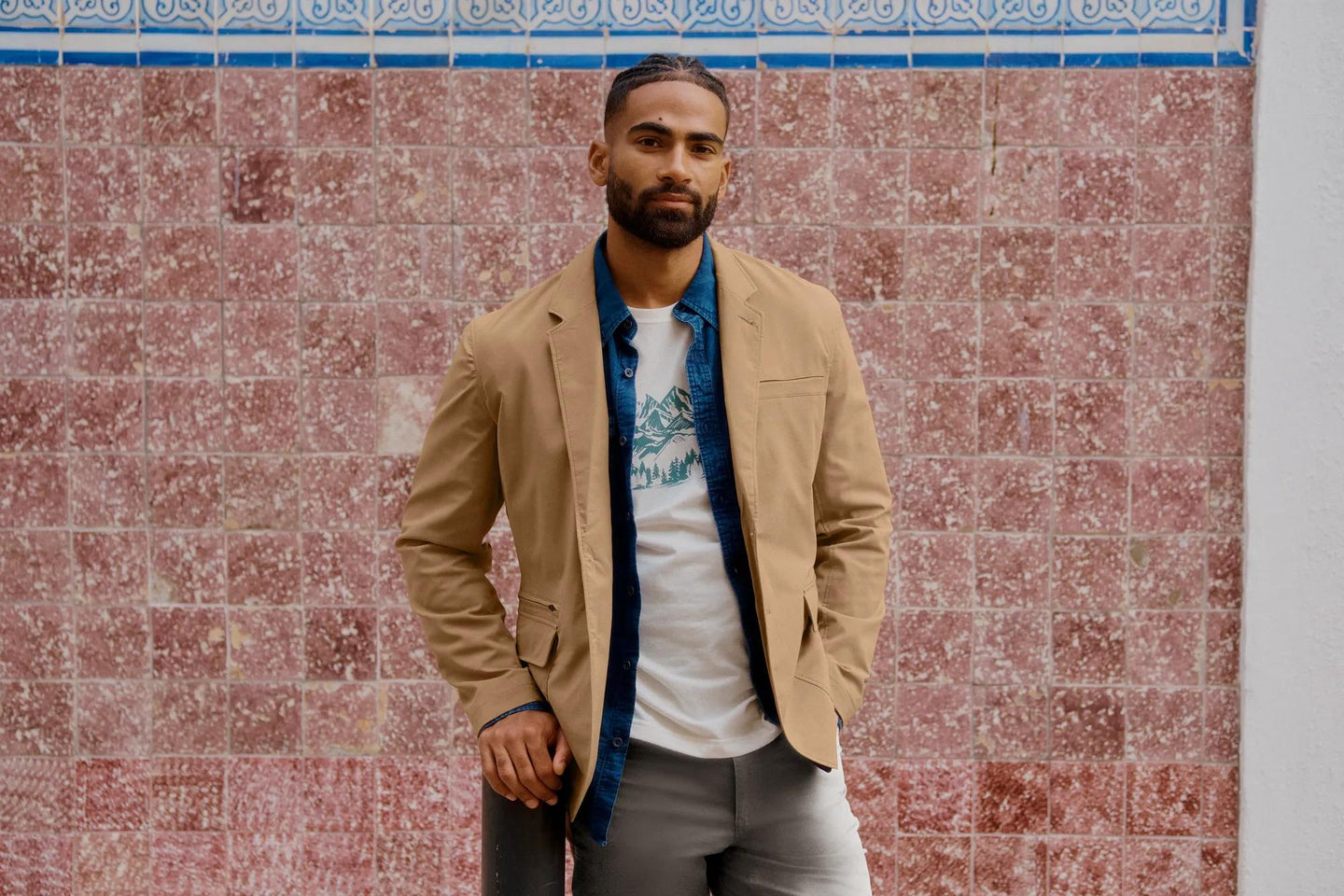 Men's Ultimate Voyager Travel Blazer-Dk Khaki-Regular-7