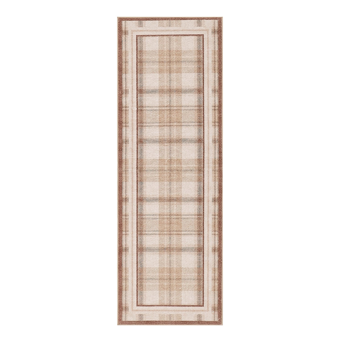 Rug with plaid pattern on a white background