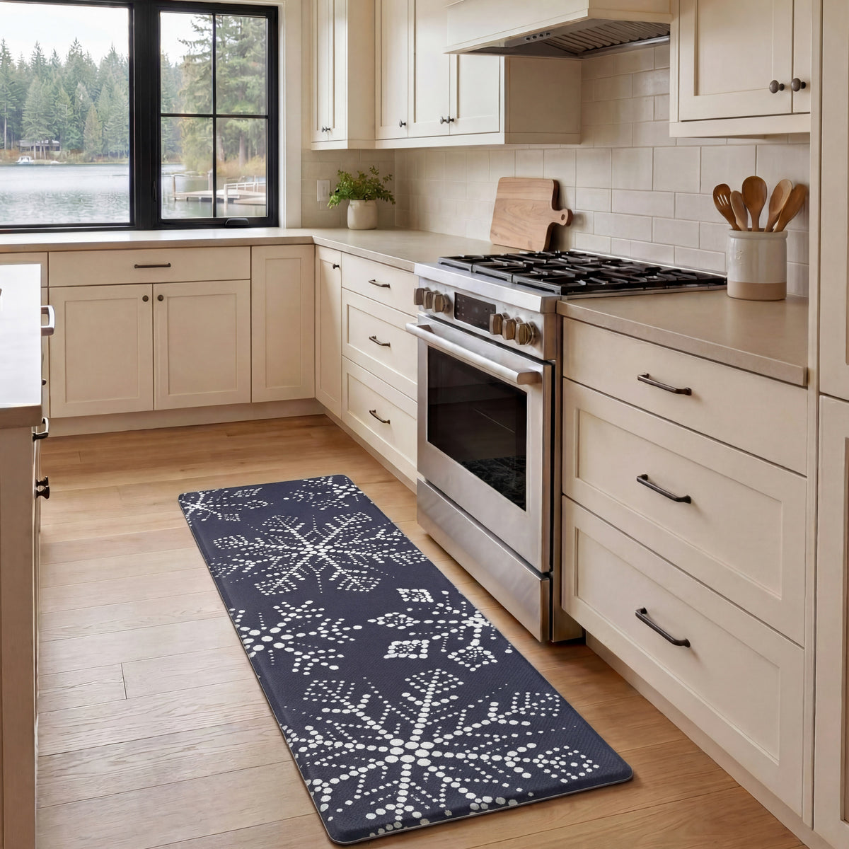 Anti-Fatigue Holiday Snowflakes Kitchen Mats
