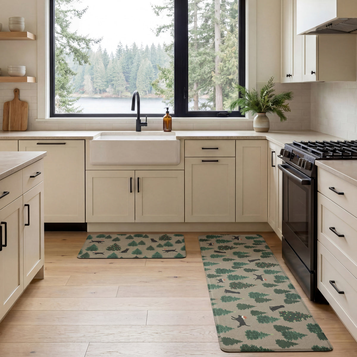 Anti-Fatigue Holiday Dogs and Christmas Trees Kitchen Mats