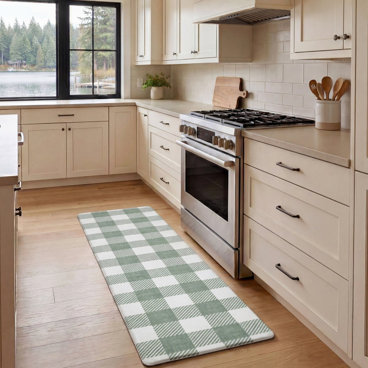 Anti-Fatigue Holiday Buffalo Check Kitchen Mats