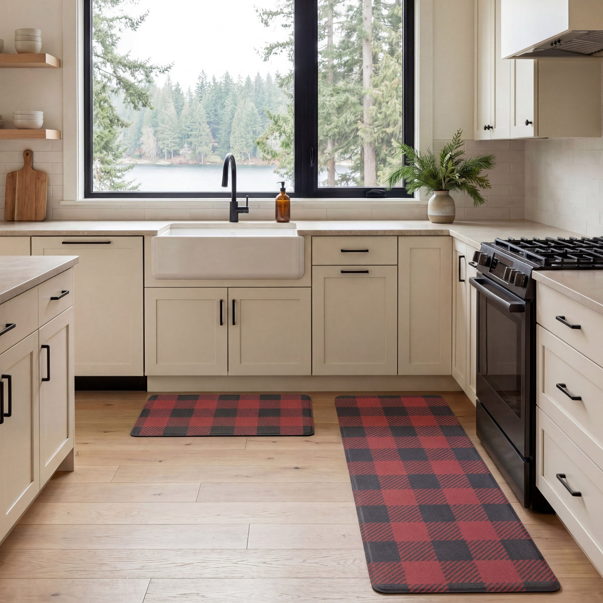 Anti-Fatigue Holiday Buffalo Check Kitchen Mats