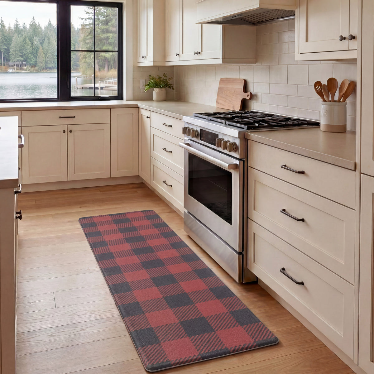 Anti-Fatigue Holiday Buffalo Check Kitchen Mats