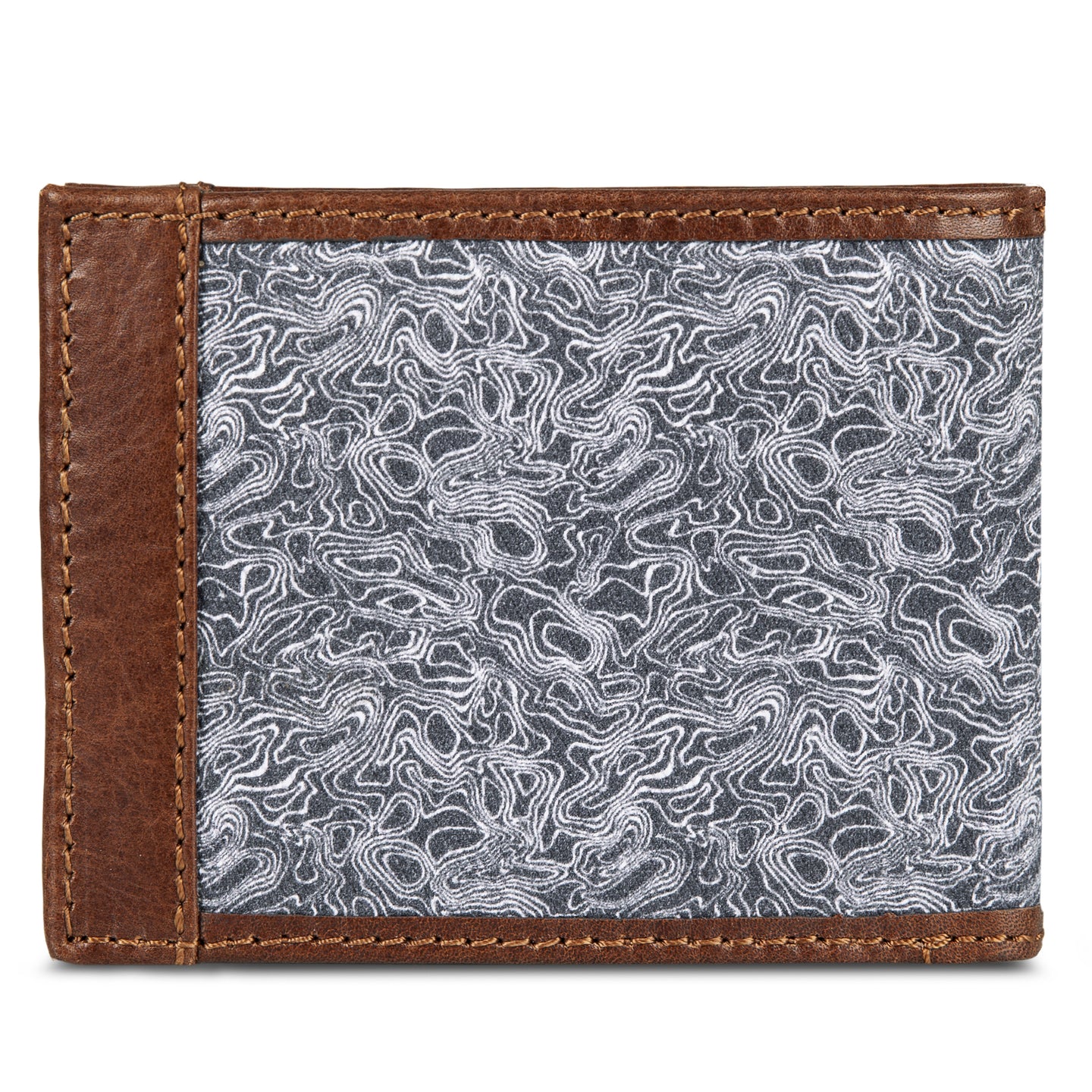 Pioneer Leather And Printed Cotton Canvas Passcase Wallet-Gray-2
