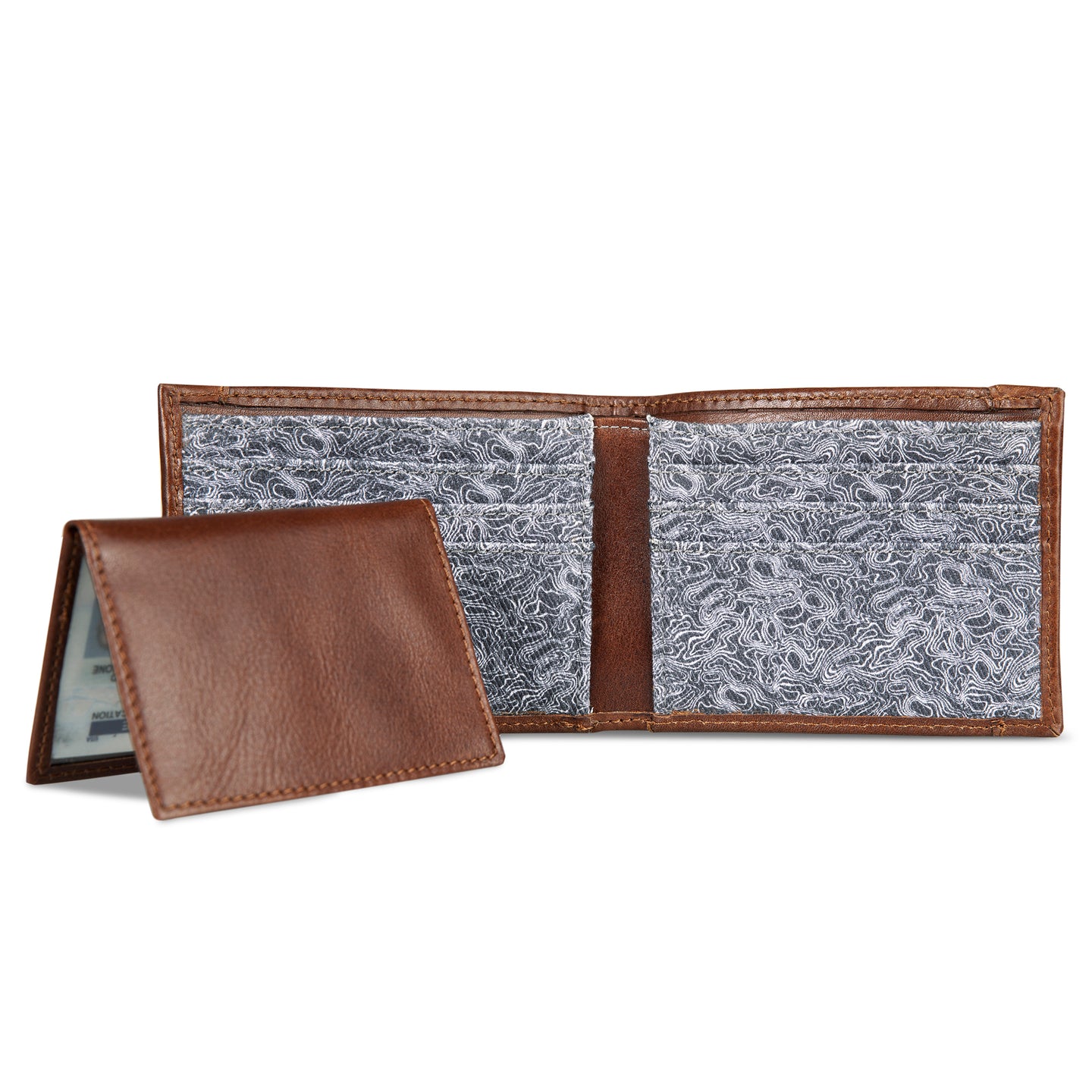 Pioneer Leather And Printed Cotton Canvas Passcase Wallet-Gray-6