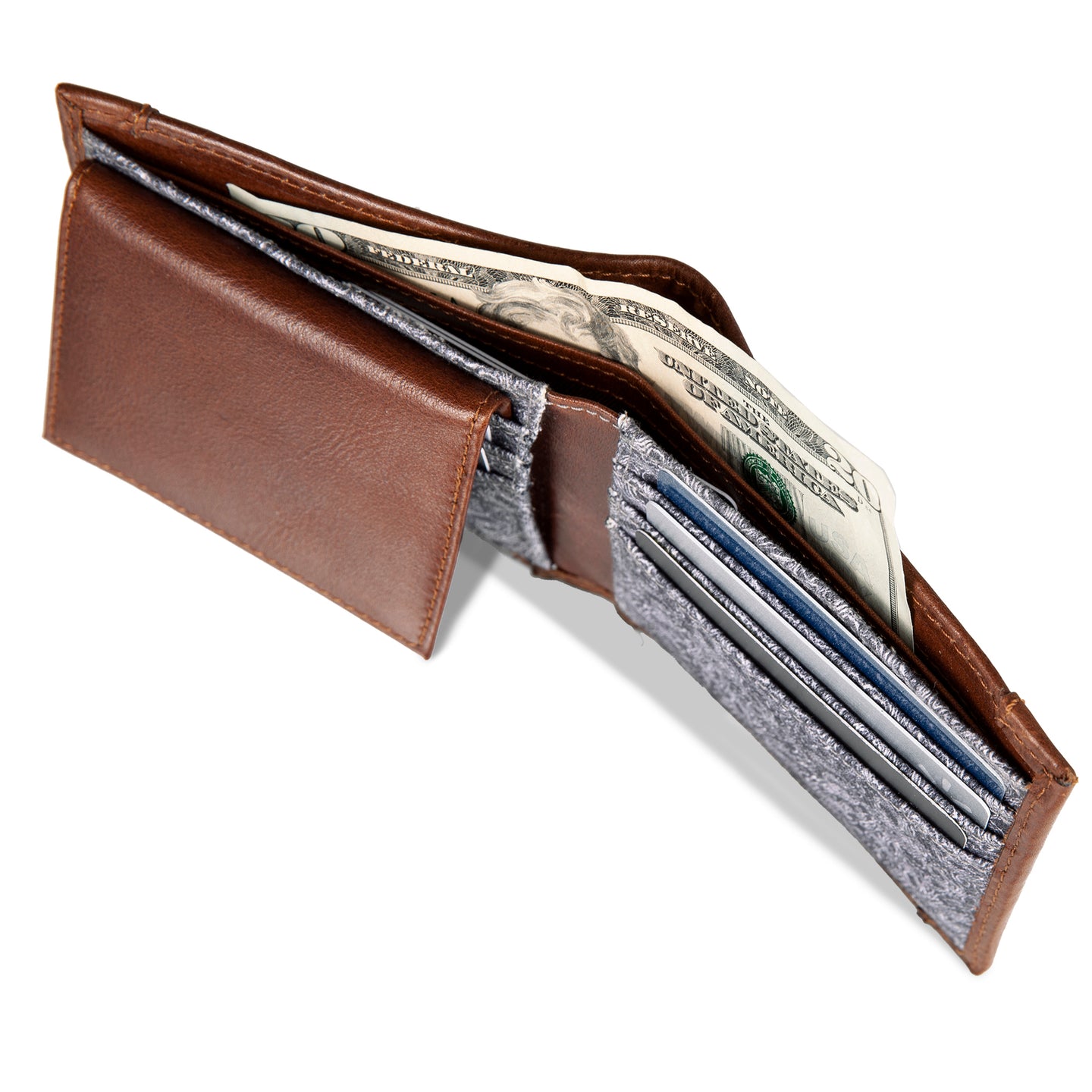 Pioneer Leather And Printed Cotton Canvas Passcase Wallet-Gray-8