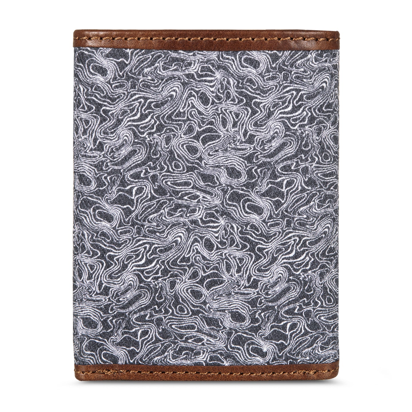 Pioneer Leather And Printed Cotton Canvas Trifold Wallet-Gray-2