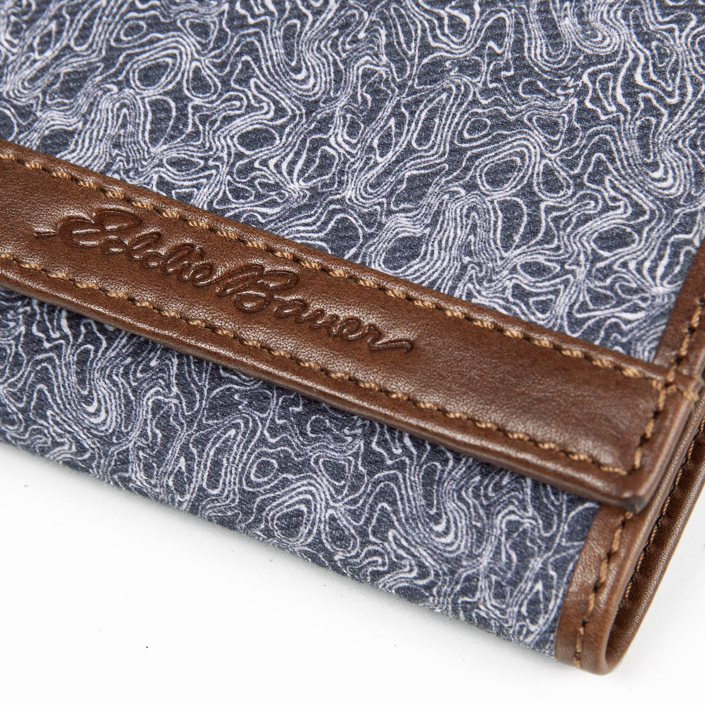Pioneer Leather And Printed Cotton Canvas Trifold Wallet-Gray-3