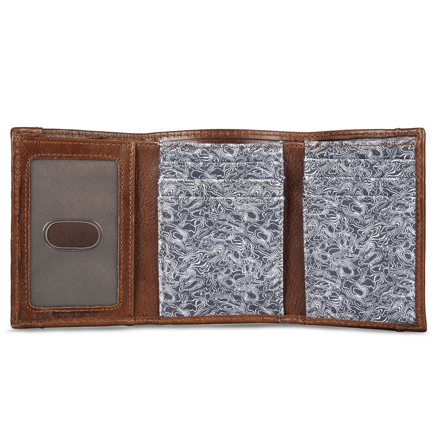 Pioneer Leather And Printed Cotton Canvas Trifold Wallet-Gray-5