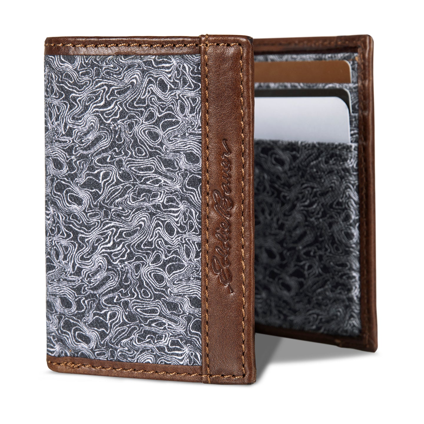 Pioneer Leather And Printed Cotton Canvas Trifold Wallet-Gray-7