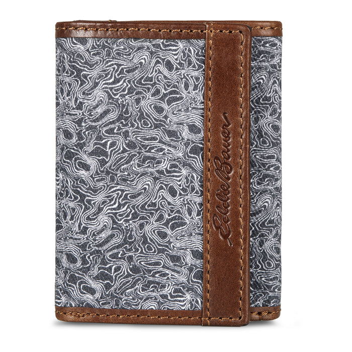 Pioneer Leather And Printed Cotton Canvas Trifold Wallet