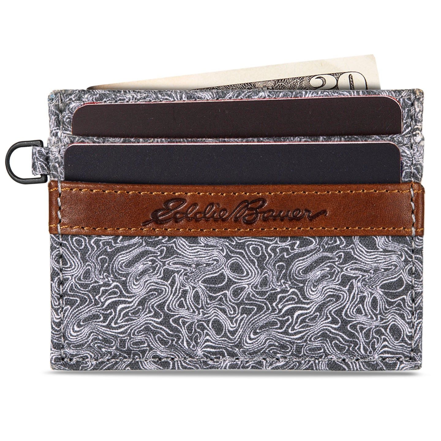 Pioneer Leather And Printed Cotton Canvas Card Case-Gray-5