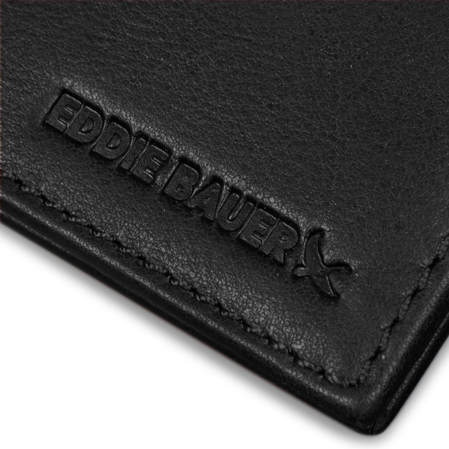 Eb Signature Logo Leather Flip Id Bifold Wallet-Black-7