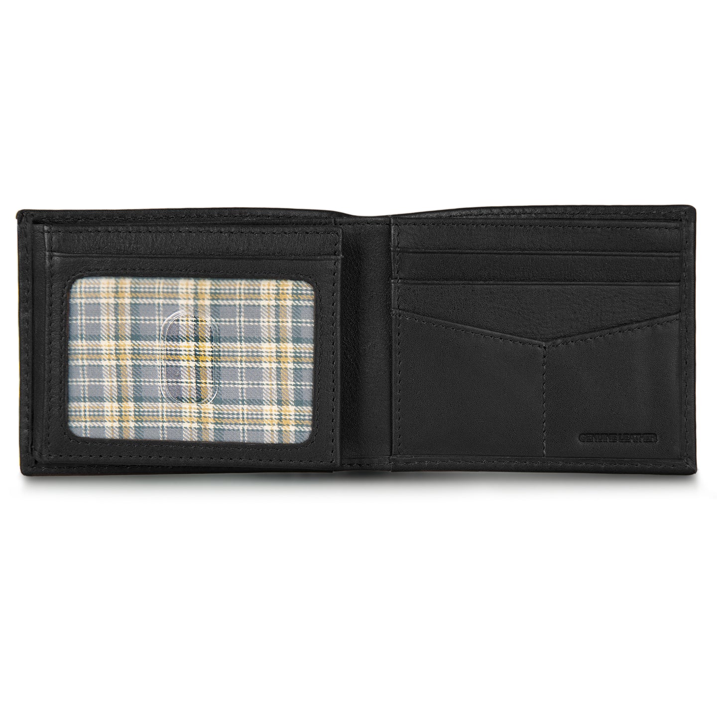 Eb Signature Logo Leather Flip Id Bifold Wallet-Black-10