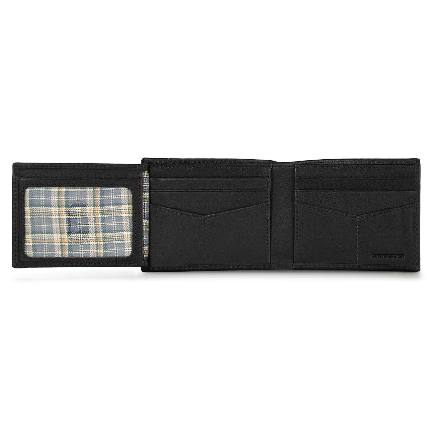 Eb Signature Logo Leather Flip Id Bifold Wallet-Black-13