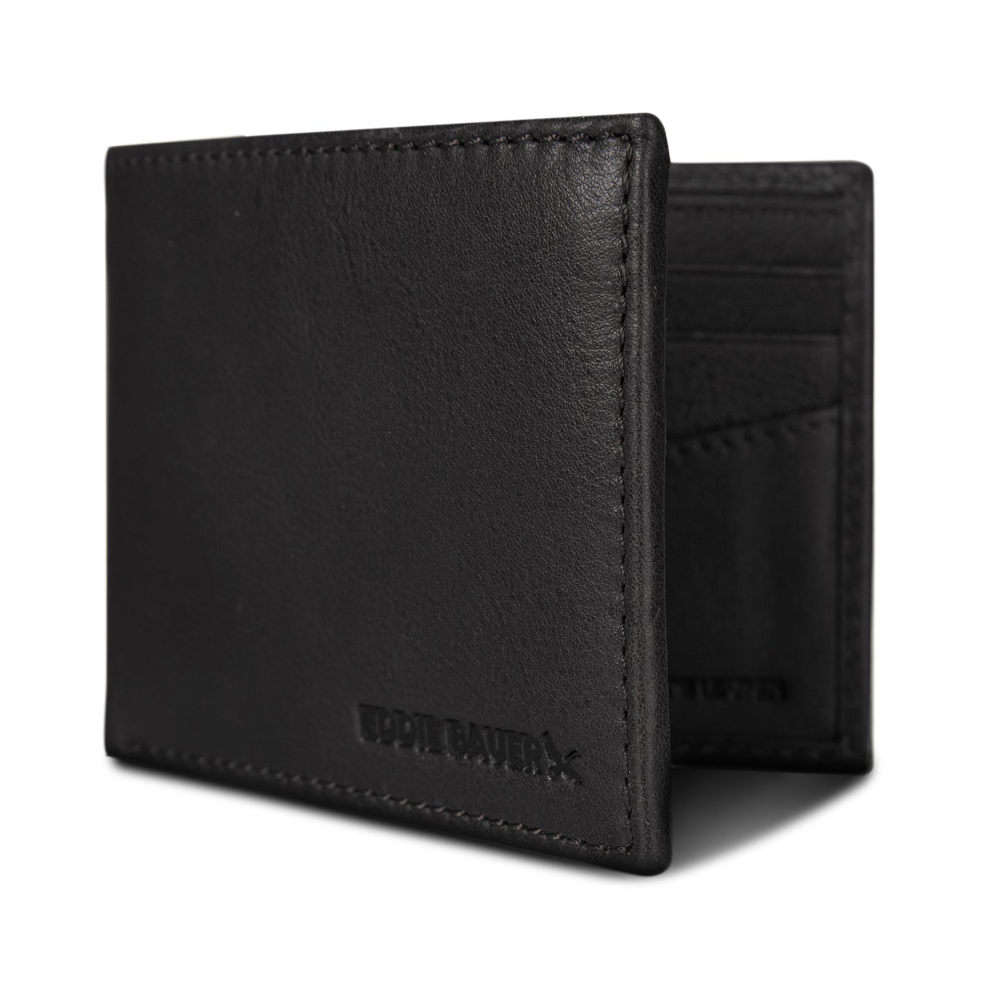 Eb Signature Logo Leather Flip Id Bifold Wallet-Black-22