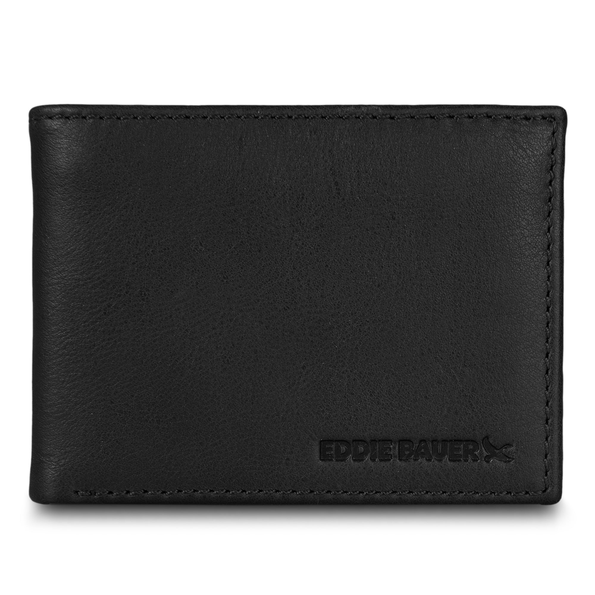 Eddie Bauer EB Signature Logo Leather Flip ID Bifold Wallet