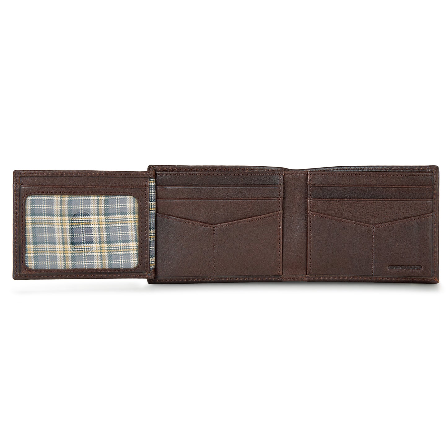 Eb Signature Logo Leather Flip Id Bifold Wallet-Black-14