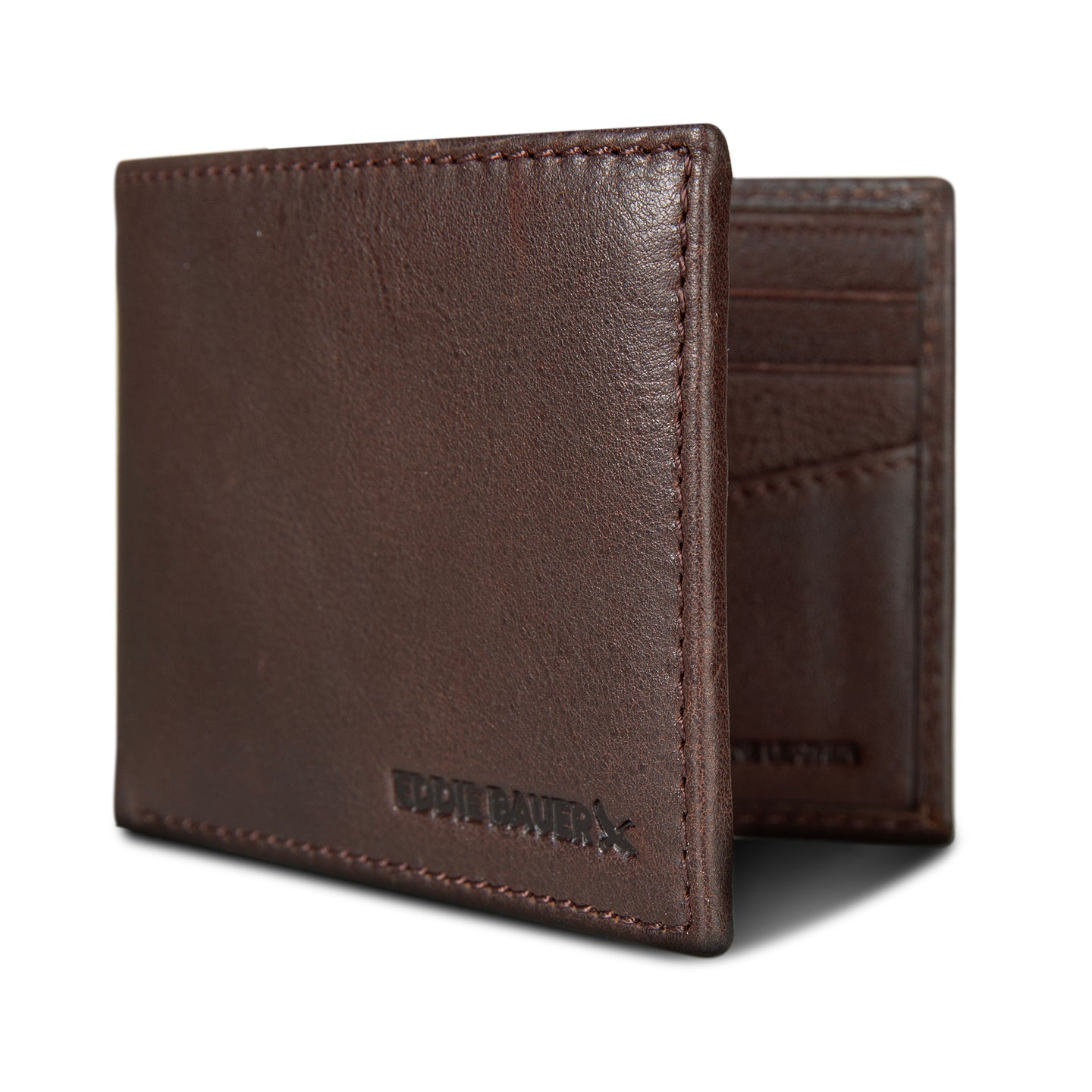 Eb Signature Logo Leather Flip Id Bifold Wallet-Black-23