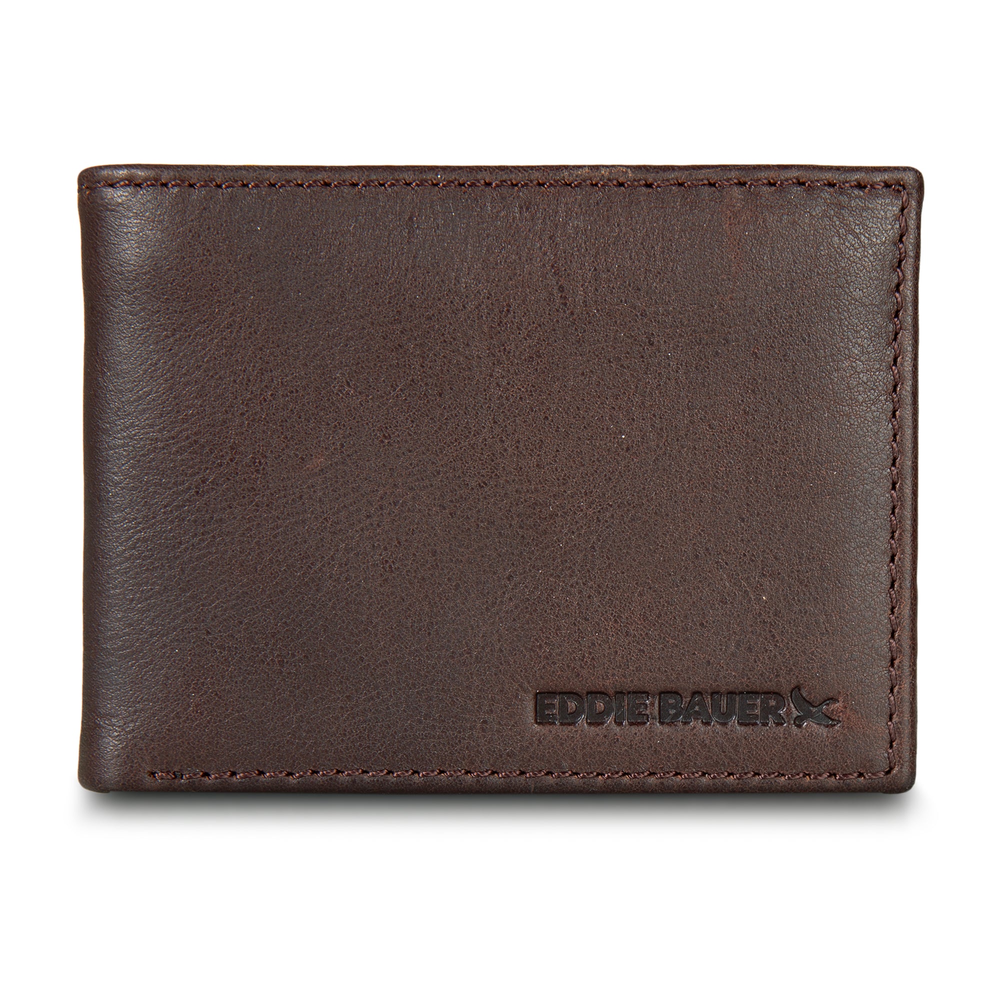 Eddie Bauer EB Signature Logo Leather Flip ID Bifold Wallet