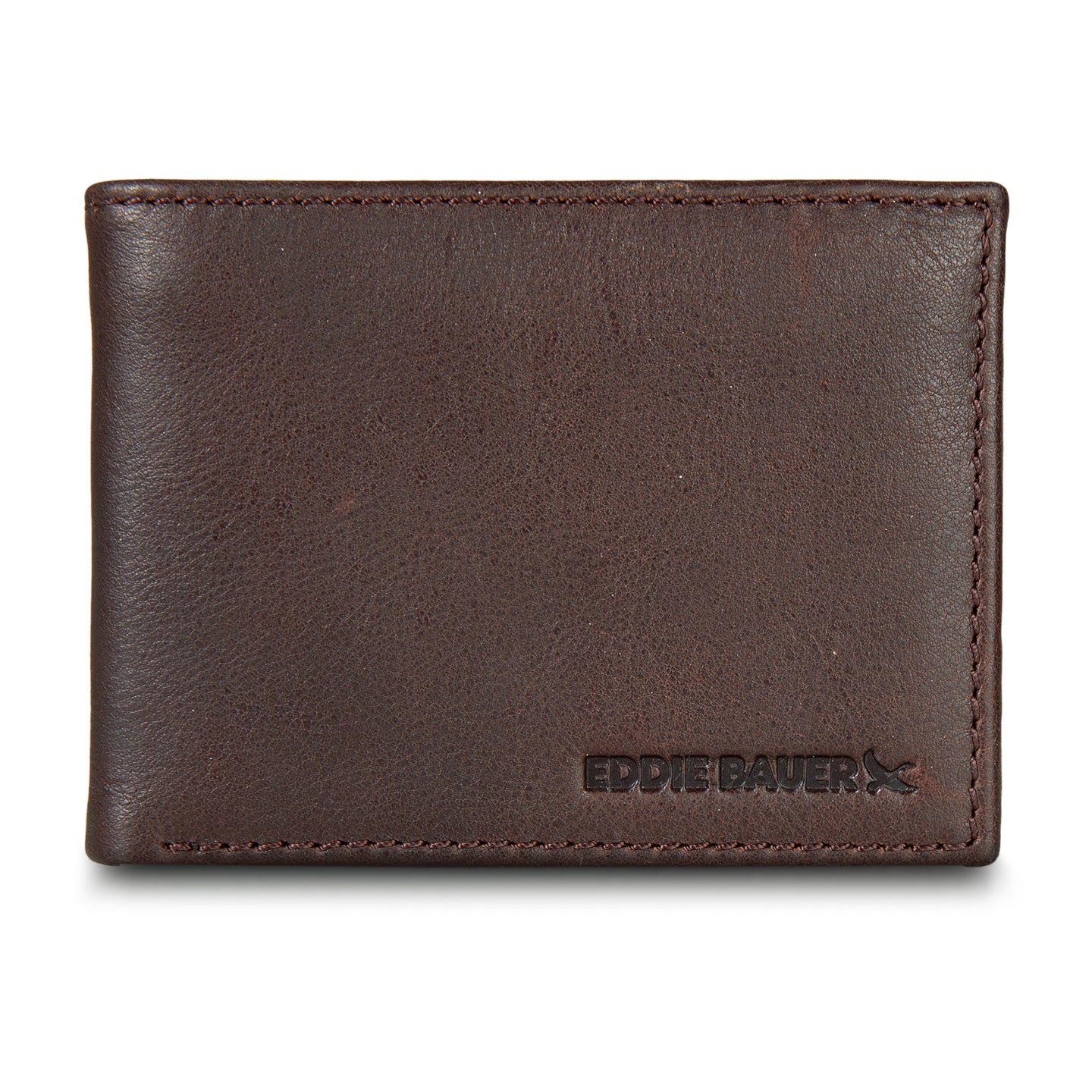 Eb Signature Logo Leather Flip Id Bifold Wallet-Black-2