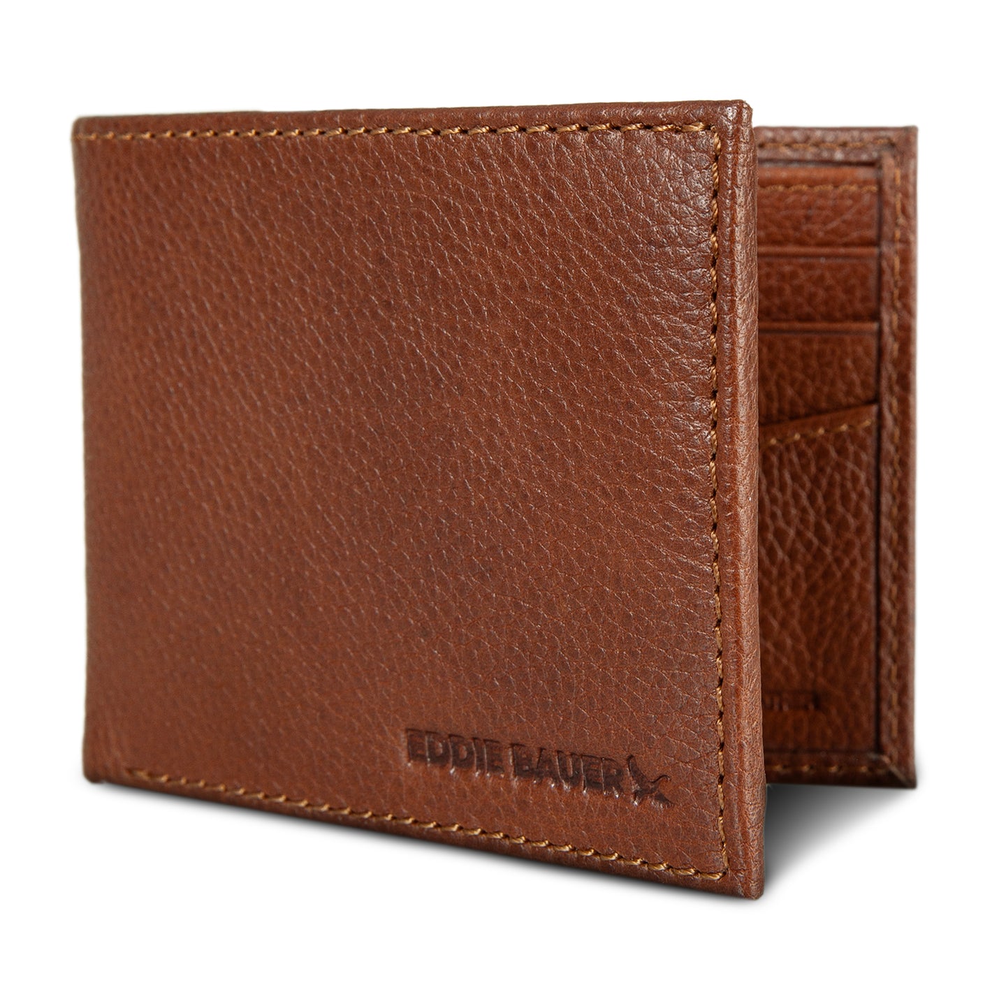 Eb Signature Logo Leather Flip Id Bifold Wallet-Black-24