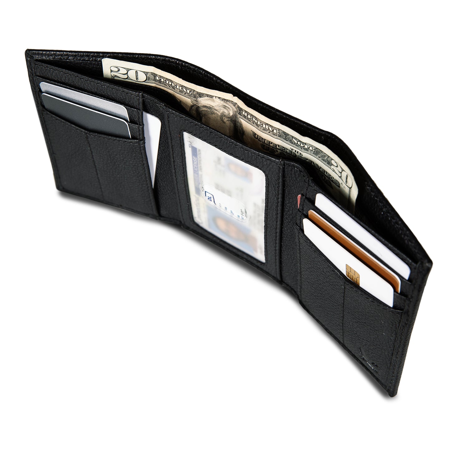 Eb Signature Logo Leather Trifold Wallet-Black-20