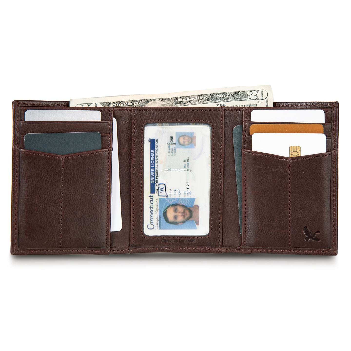 Eb Signature Logo Leather Trifold Wallet-Black-17