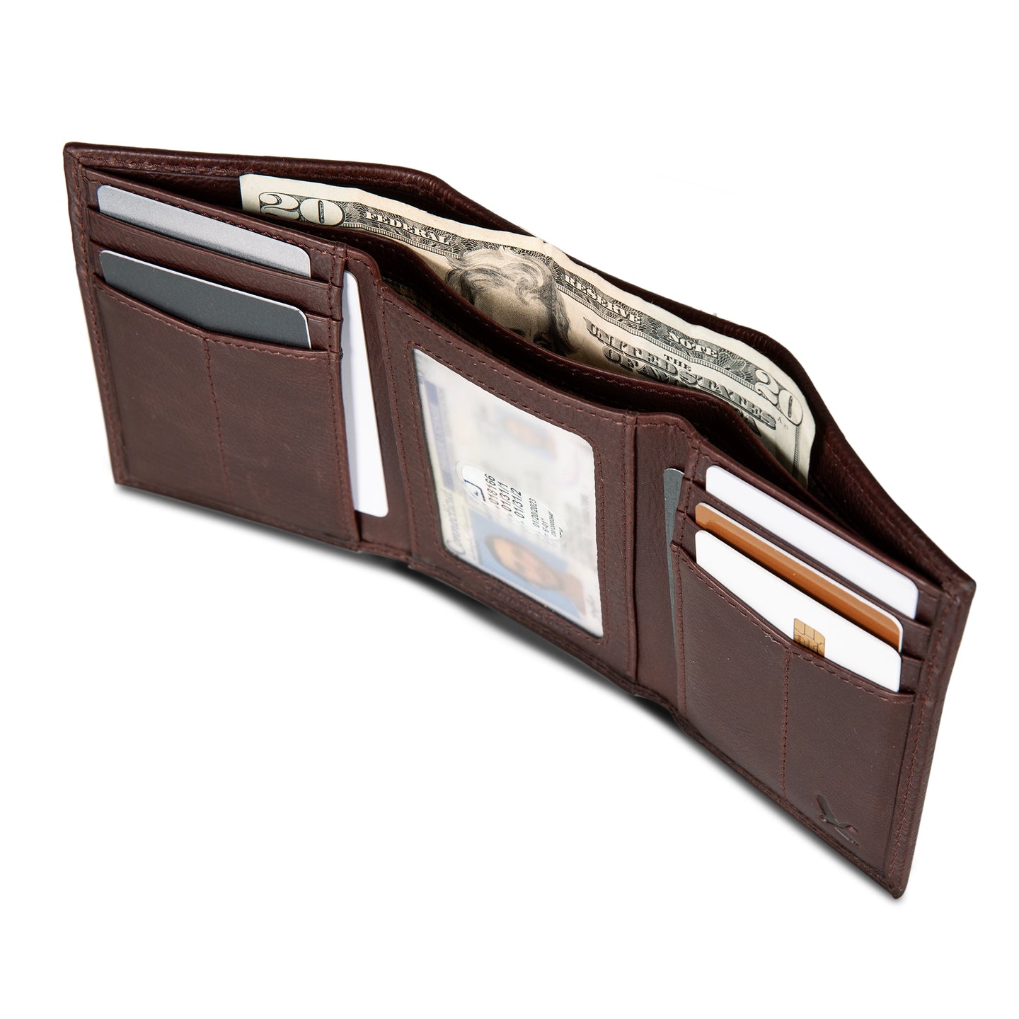 Eb Signature Logo Leather Trifold Wallet-Black-21