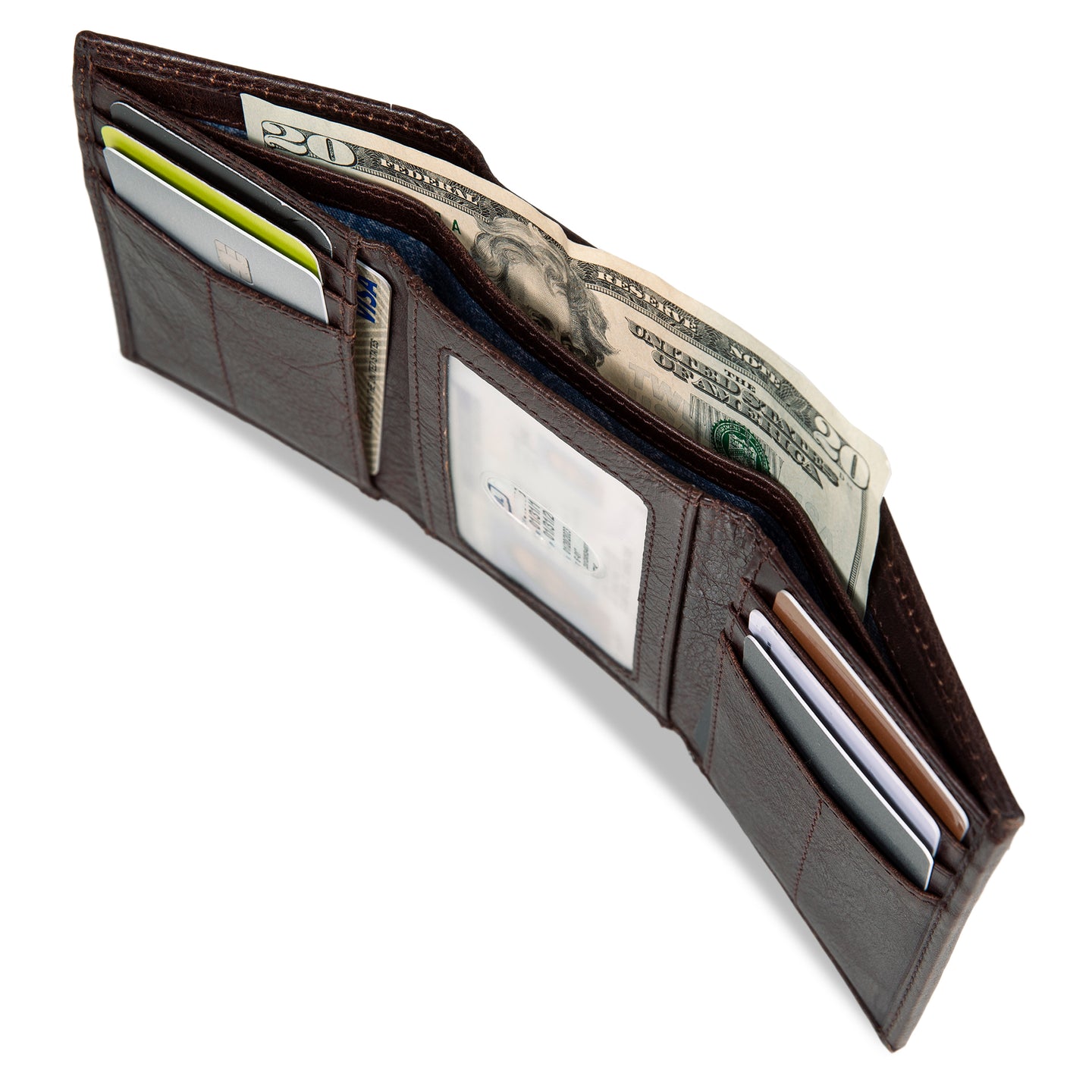 Eb Signature Logo Leather Trifold Wallet-Black-28