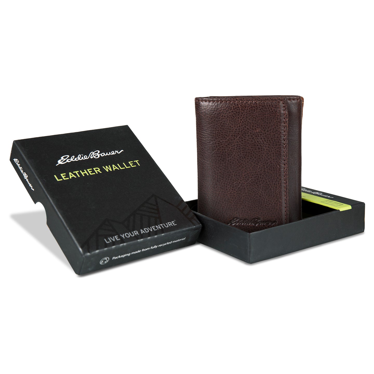 Eb Signature Logo Leather Trifold Wallet-Black-30