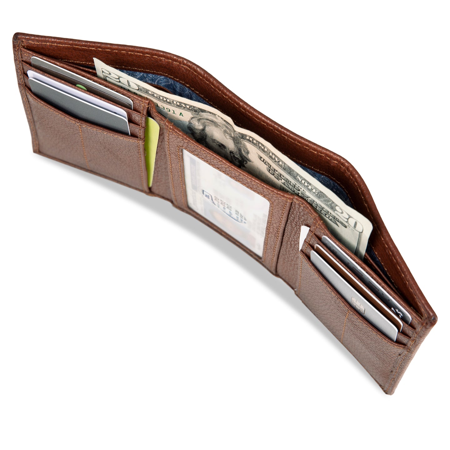 Eb Signature Logo Leather Trifold Wallet-Black-29
