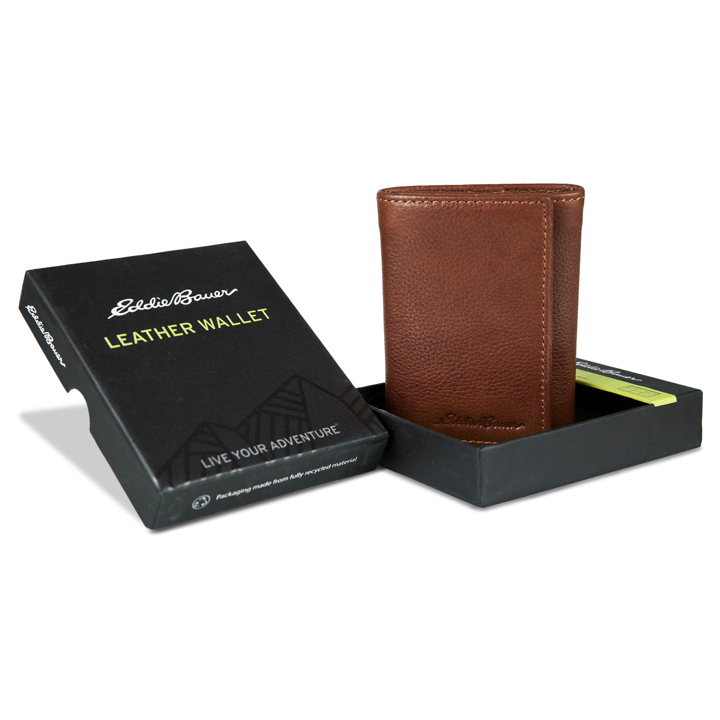 Eb Signature Logo Leather Trifold Wallet-Black-31