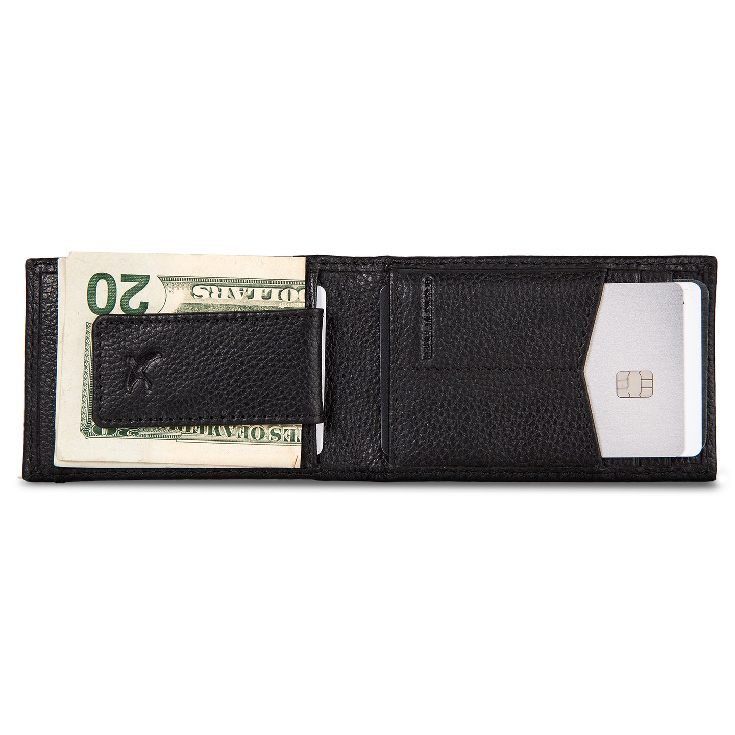 Eb Signature Logo Leather Bifold With Money Clip Wallet-Black-12