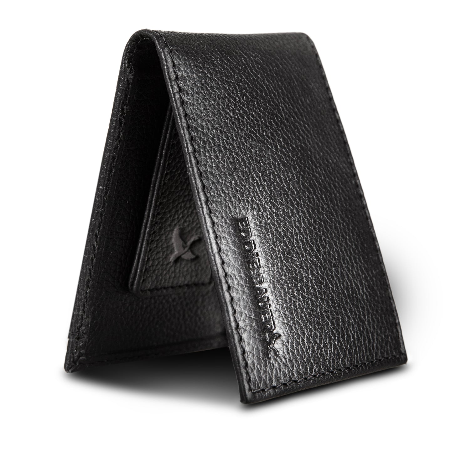 Eb Signature Logo Leather Bifold With Money Clip Wallet-Black-15
